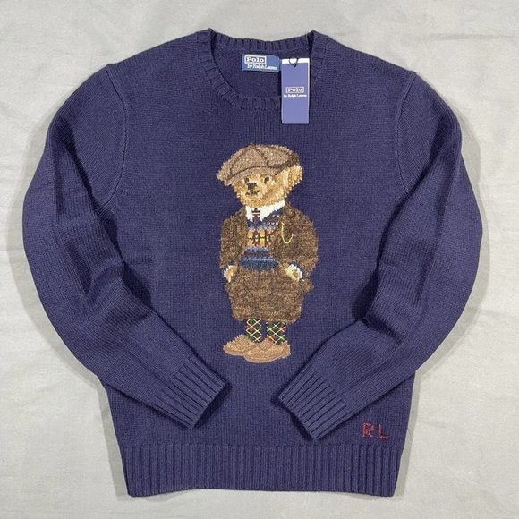 Polo Ralph Lauren Polo Bear Knit Sweater Peaky Blinder Heritage Bear Large XL RL - Picture 1 of 8